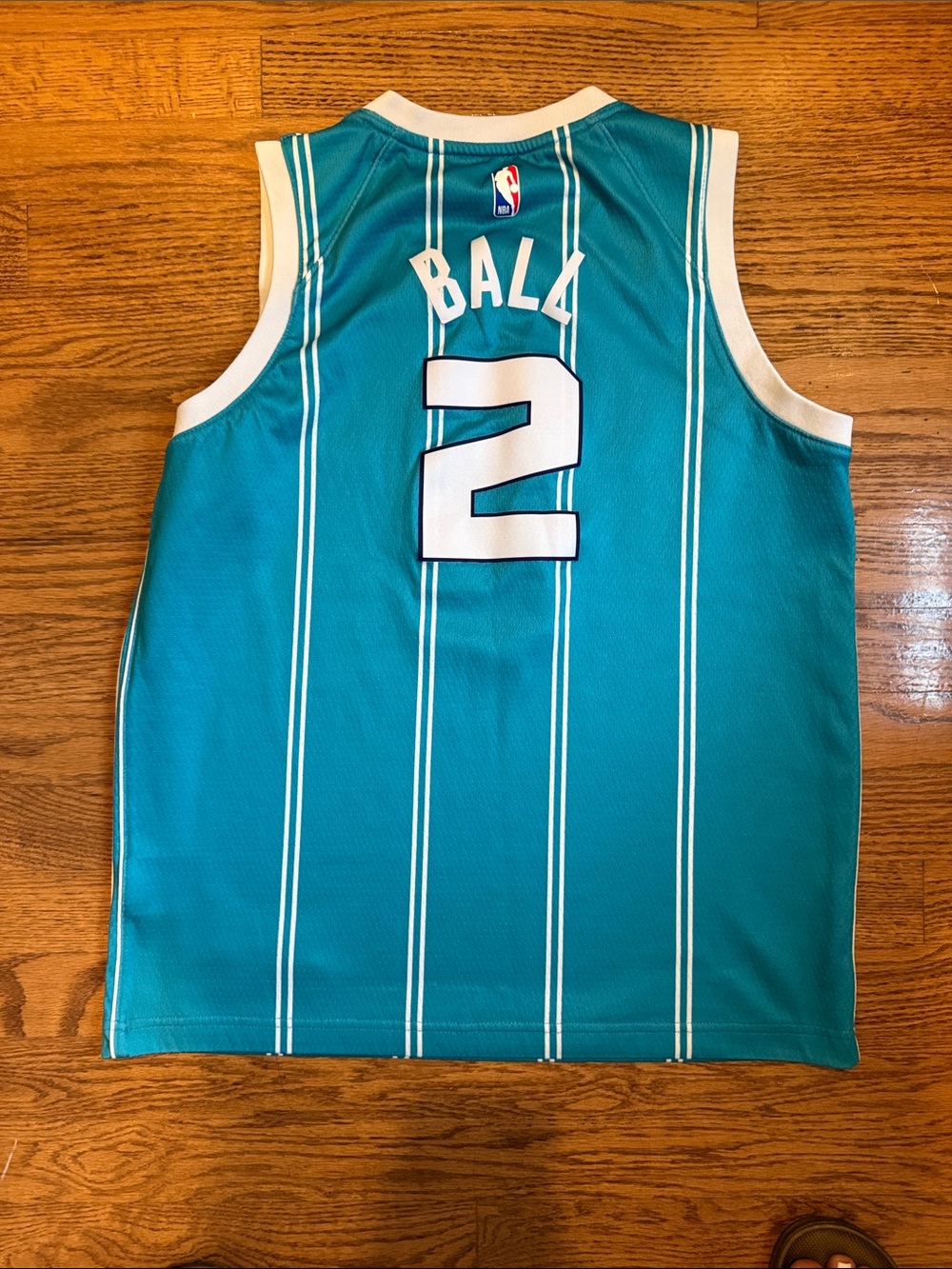 Lonzo Ball #2 NBA Pinstripe Basketball Jersey Teal Youth L